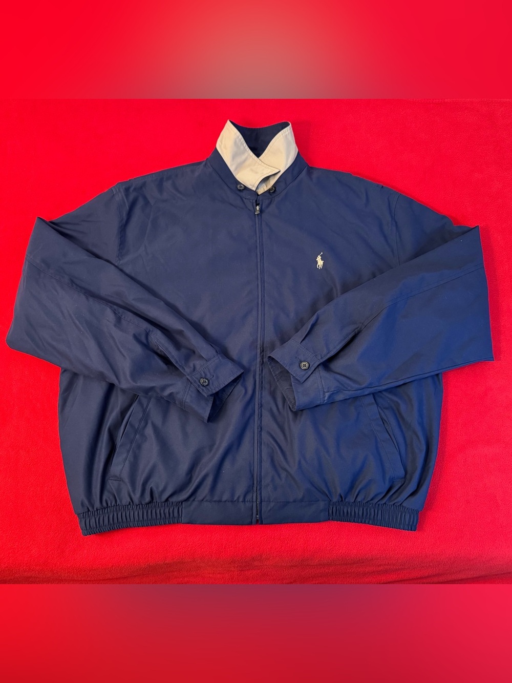 Polo Ralph Lauren Harrington Jacket Vintage 90s Navy Plaid Lined Men’s Size XL